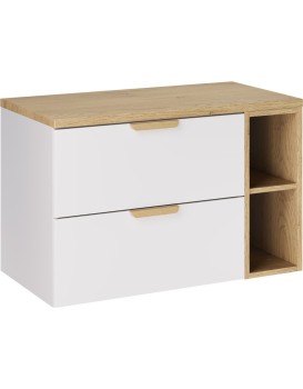 Závěsná skříňka pod umyvadlo Aster Nordic s deskou a regálem 80 cm bílá/dub cremona