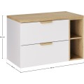 Závěsná skříňka pod umyvadlo Aster Nordic s deskou a regálem 80 cm bílá/dub cremona