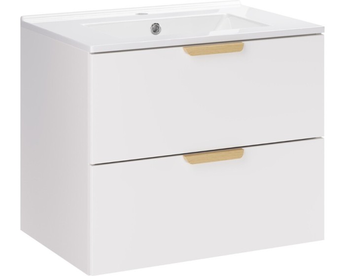 Závěsná koupelnová skříňka Aster Lava se zápustným umyvadlem 60 cm bílá