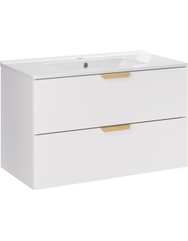 Závěsná koupelnová skříňka Aster Lava se zápustným umyvadlem 80 cm bílá