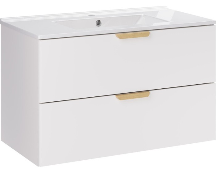 Závěsná koupelnová skříňka Aster Lava se zápustným umyvadlem 80 cm bílá