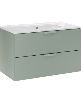 Závěsná skříňka Aster Lava se zápustným umyvadlem 80 cm zelená/bílá