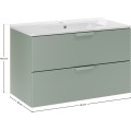 Závěsná skříňka Aster Lava se zápustným umyvadlem 80 cm zelená/bílá