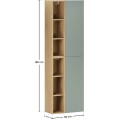 Závěsná vysoká koupelnová skříňka Aster II 160 cm zelená/dub cremona