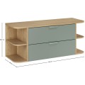 Závěsná skříňka pod umyvadlo Aster Ovalia s deskou 120 cm dub cremona/zelená
