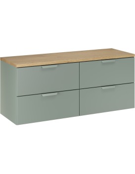 Závěsná skříňka pod umyvadlo Aster Nordic s deskou 120 cm zelená/dub cremona