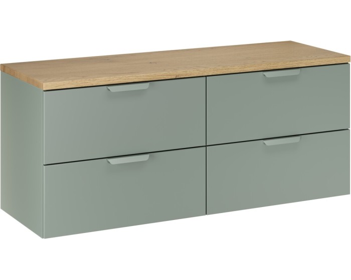 Závěsná skříňka pod umyvadlo Aster Nordic s deskou 120 cm zelená/dub cremona