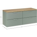 Závěsná skříňka pod umyvadlo Aster Nordic s deskou 120 cm zelená/dub cremona