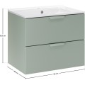 Závěsná skříňka Aster Lava se zápustným umyvadlem 60 cm zelená/bílá