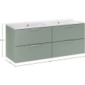 Závěsná skříňka Aster Lava se zápustnými umyvadly 120 cm zelená/bílá