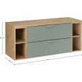 Závěsná skříňka pod umyvadlo Aster s deskou a regály 120 cm zelená/dub cremona