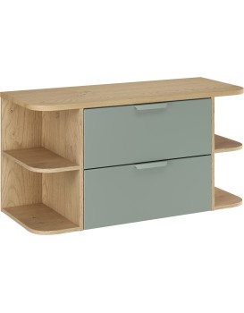 Závěsná skříňka pod umyvadlo Aster Ovalia s deskou 100 cm dub cremona/zelená