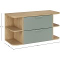 Závěsná skříňka pod umyvadlo Aster Ovalia s deskou 100 cm dub cremona/zelená