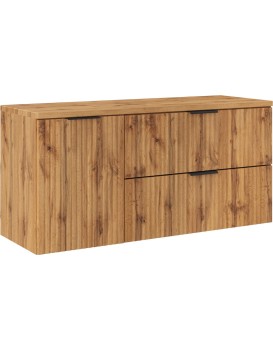 Závěsná skříňka pod umyvadlo Casad s deskou a košem na prádlo 120 cm dub wotan