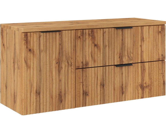 Závěsná skříňka pod umyvadlo Casad s deskou a košem na prádlo 120 cm dub wotan