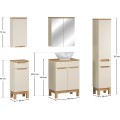 Koupelnová sestava Bali Casad Pati s deskou, umyvadlem, skříňkami a zrcadlem 60 cm kašmírová/dub wotan