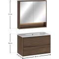 Koupelnová sestava Villa se zápustným umyvadlem a zrcadlem 80 cm ořech