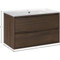 Závěsná skříňka Villa Lava se zápustným umyvadlem 80 cm ořech