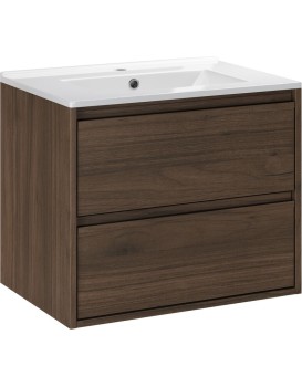 Závěsná skříňka Villa Lava se zápustným umyvadlem 60 cm ořech