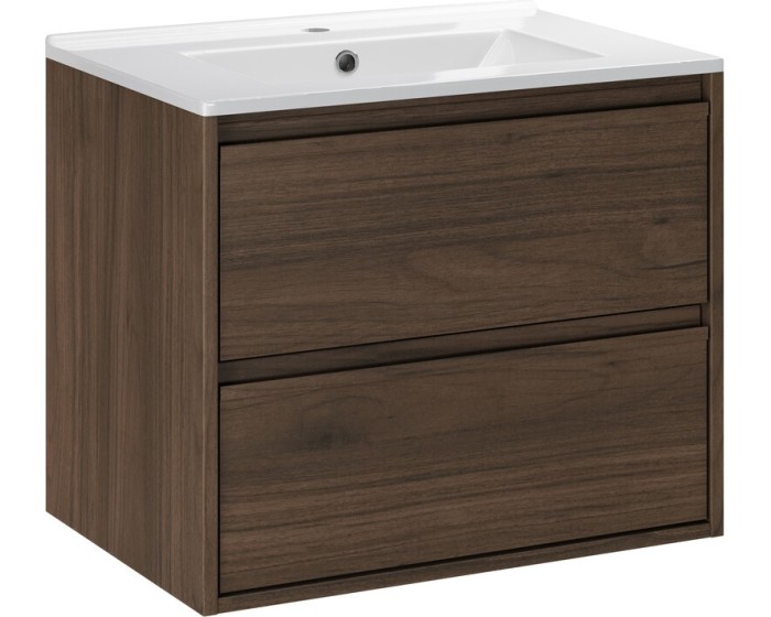 Závěsná skříňka Villa Lava se zápustným umyvadlem 60 cm ořech