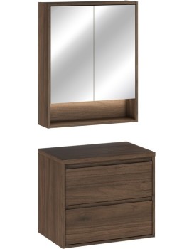 Koupelnová sestava Villa s deskou a zrcadlem 60 cm ořech