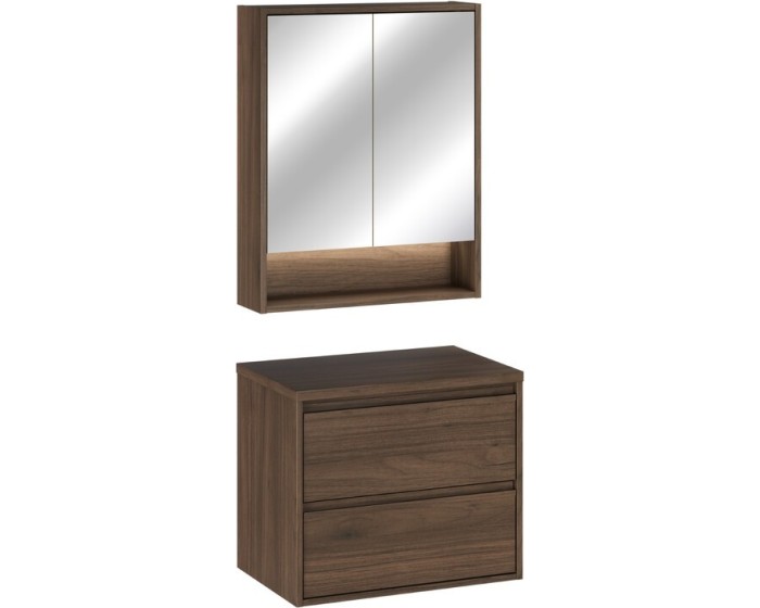 Koupelnová sestava Villa s deskou a zrcadlem 60 cm ořech