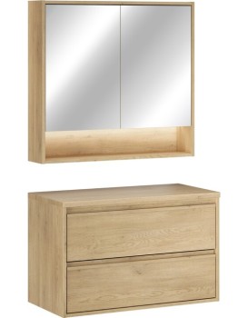 Koupelnová sestava Viola s deskou a zrcadlem 80 cm dub cremona