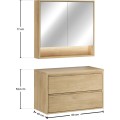 Koupelnová sestava Viola s deskou a zrcadlem 80 cm dub cremona