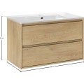 Závěsná skříňka Viola Lava se zápustným umyvadlem 80 cm dub cremona