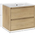 Závěsná skříňka Viola Lava se zápustným umyvadlem 60 cm dub cremona
