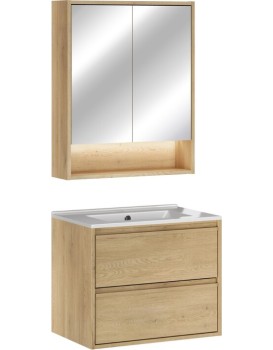 Koupelnová sestava Viola se zápustným umyvadlem a zrcadlem 60 cm dub cremona