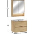 Koupelnová sestava Viola se zápustným umyvadlem a zrcadlem 60 cm dub cremona