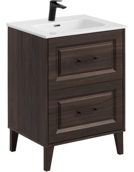 Koupelnová skříňka Dorothy Go se zápustným umyvadlem a baterií 60 cm dub ristretto