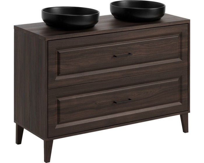 Koupelnová skříňka Dorothy River s deskou a umyvadly 120 cm dub ristretto