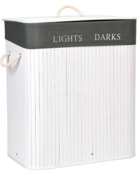 Bambusový koš na prádlo 100l Lights Dark bílo-šedý