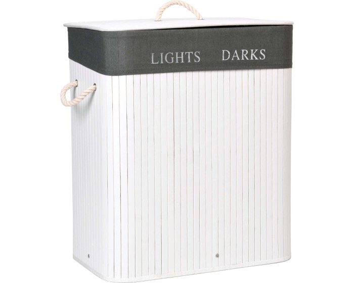 Bambusový koš na prádlo 100l Lights Dark bílo-šedý