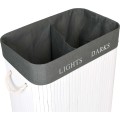 Bambusový koš na prádlo 100l Lights Dark bílo-šedý
