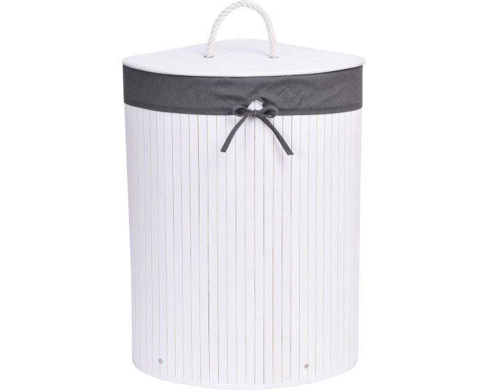 Bambusový koš na prádlo Eira 60 l bílý/šedý