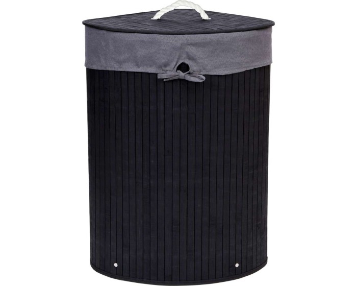 Rohový bambusový koš na prádlo 60L černý