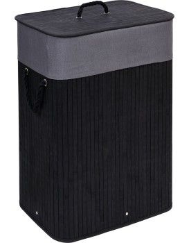 Bambusový koš na prádlo 80L černý