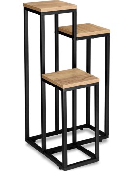 Stojan na květiny Munir černý/dub craft