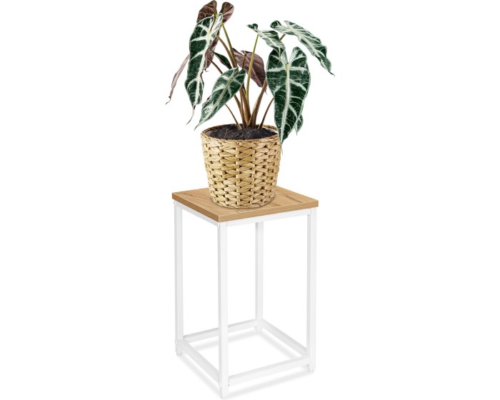 Květinový stojan Loft Arben 40 cm bílý/dub Craft