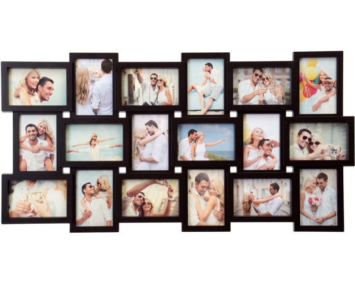 Fotorámeček MOKRA 87x45 cm 18 fotografií černý