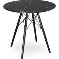 Kulatý jídelní stůl Paris Black 80 cm černý mramor/černý