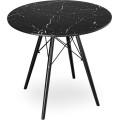 Kulatý jídelní stůl Paris Black 80 cm černý mramor/černý