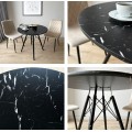 Kulatý jídelní stůl Paris Black 80 cm černý mramor/černý