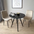 Kulatý jídelní stůl Paris Black 80 cm černý mramor/černý