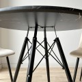 Kulatý jídelní stůl Paris Black 80 cm černý mramor/černý
