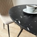 Kulatý jídelní stůl Paris Black 80 cm černý mramor/černý