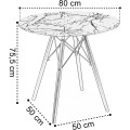 Kulatý jídelní stůl Paris Black 80 cm černý mramor/černý